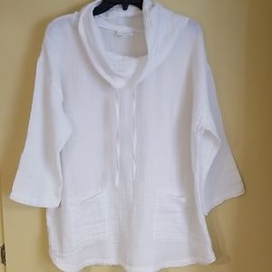 Cotton Gauze Cowl Neck